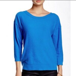 Inhabit Weekend 100% Cashmere Crew Neck Sweater Azure Blue Size L Retail $352